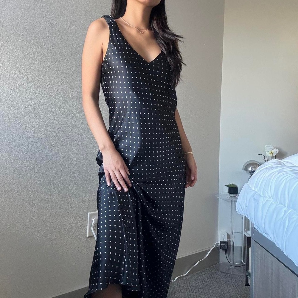 Zara Satin Effect Dotted Slip Dress - M